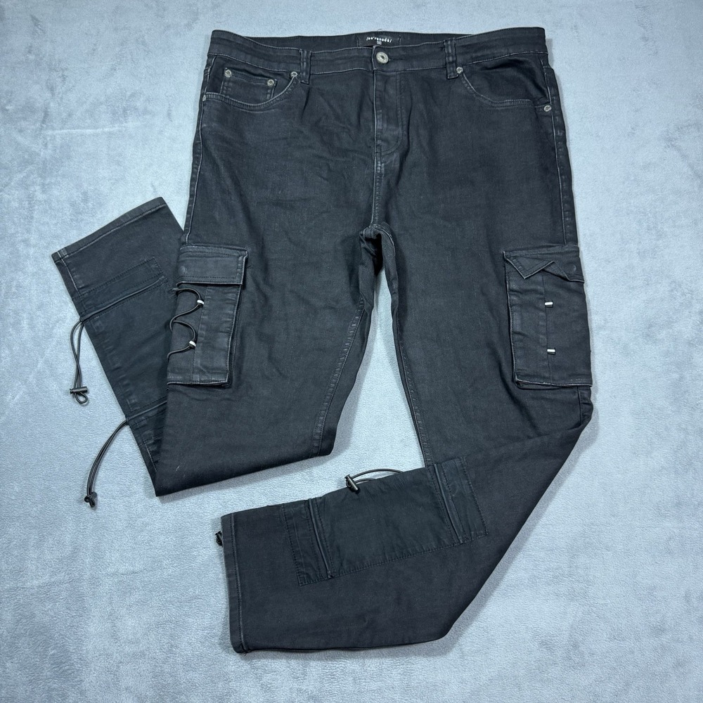 Serenade Jeans Mens 42x32 Black Cinch Cargo Stretch Denim Taper Slim Y2K Retro